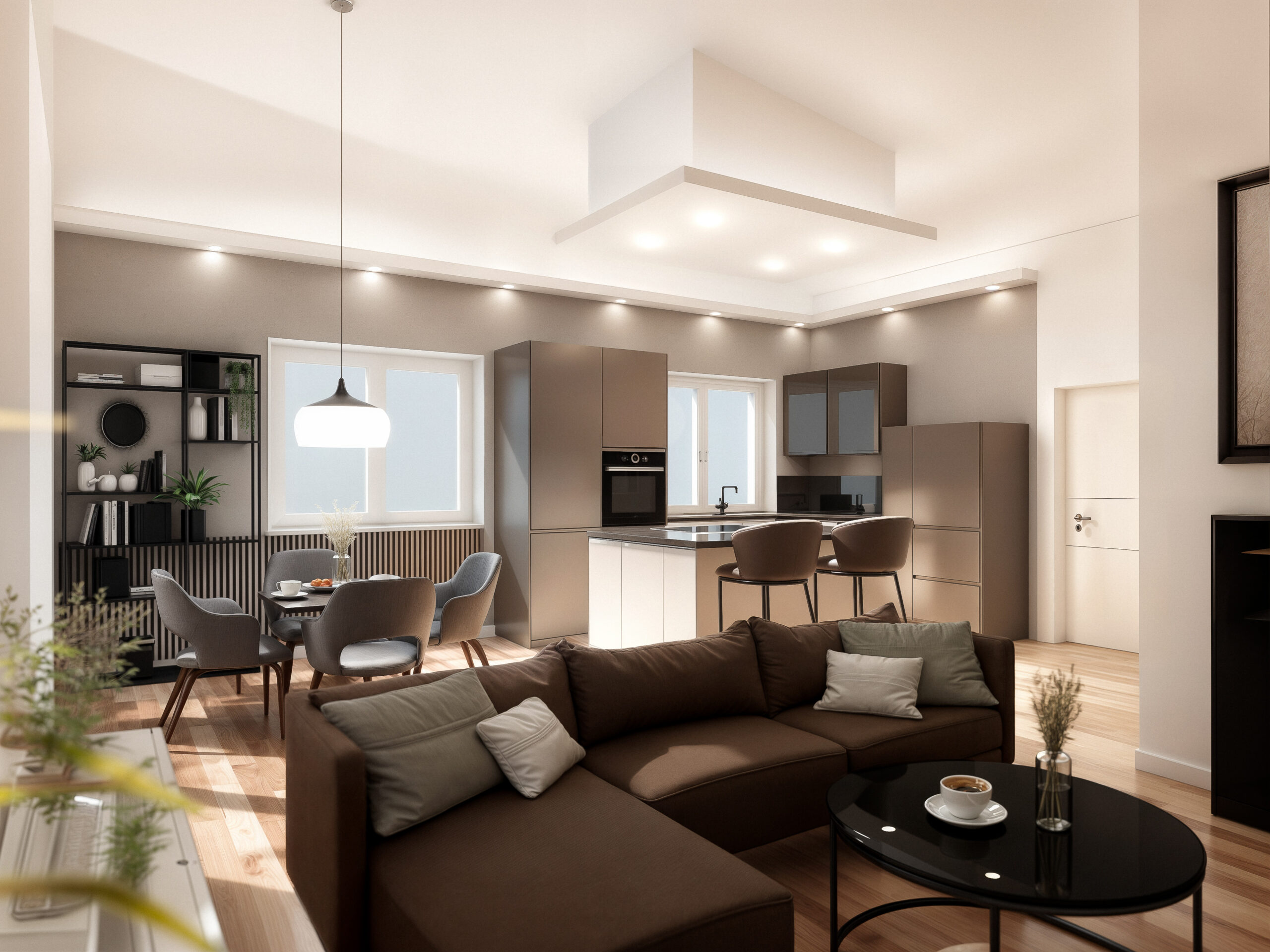 Visualisierung Wohnen/Kochen Whg. 3