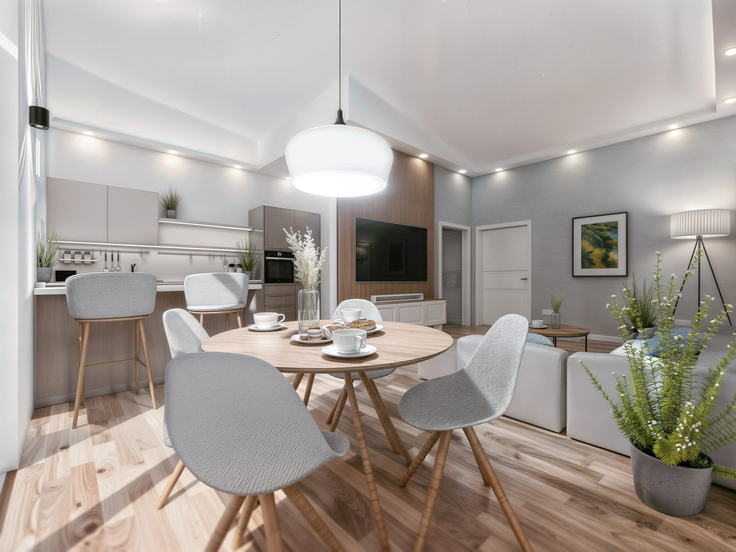 Visualisierung Wohnen/Kochen Whg. 4